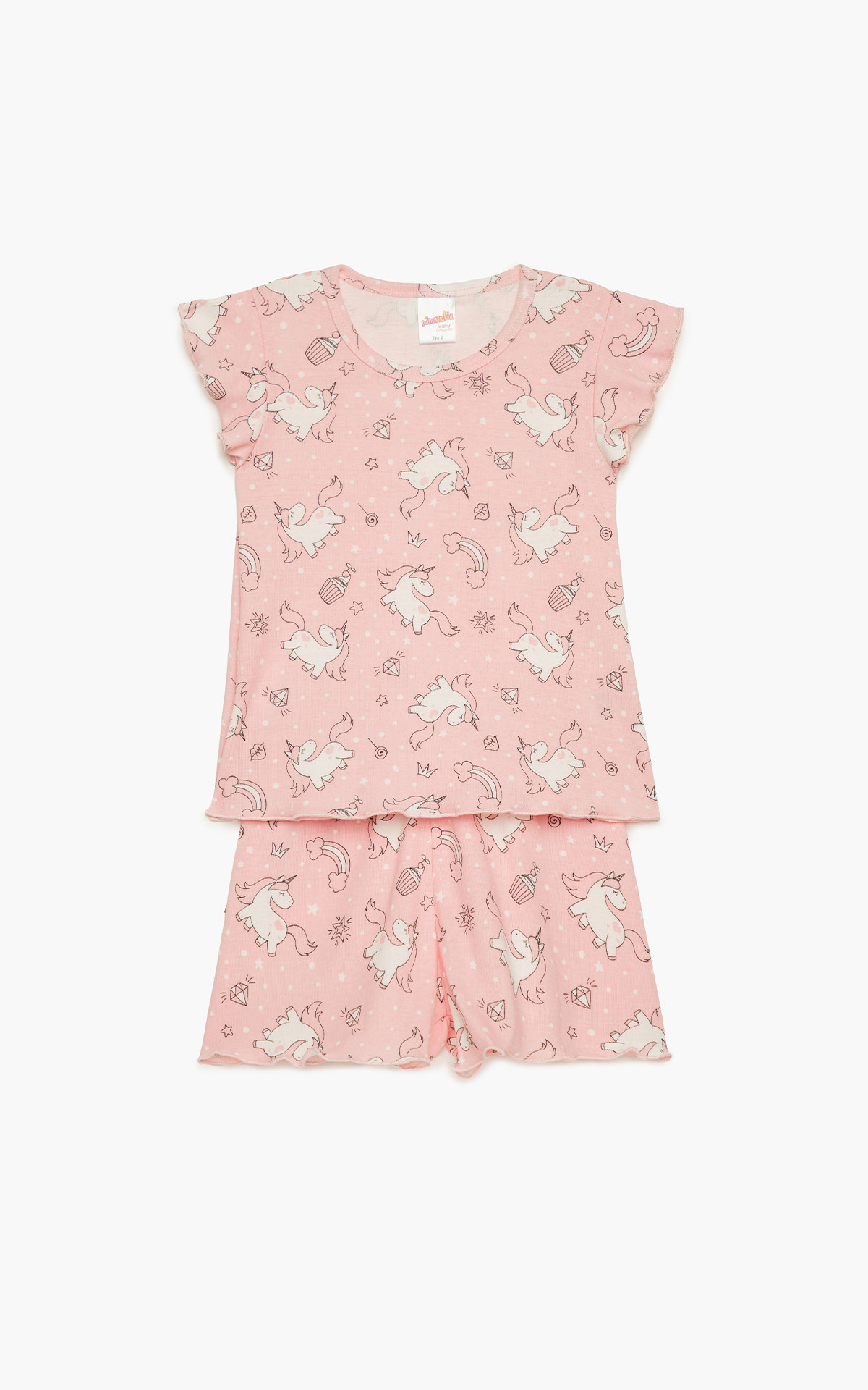 KidTeen Baby Girl Pyjamas Unicorn Rib Short Sleeve Baby Girls' Pyjama Set