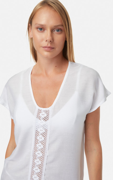 Full Sleeves Cutout Short Mesh Beach Dress